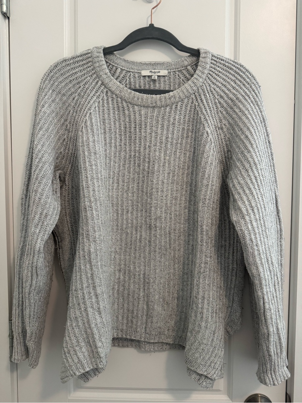 Madewell Light Gray Ribbed Sweater with Side Zippers